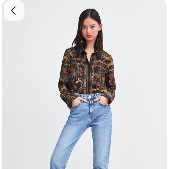 Zara Animal Print Button Down Shirt - Picture 5 of 5